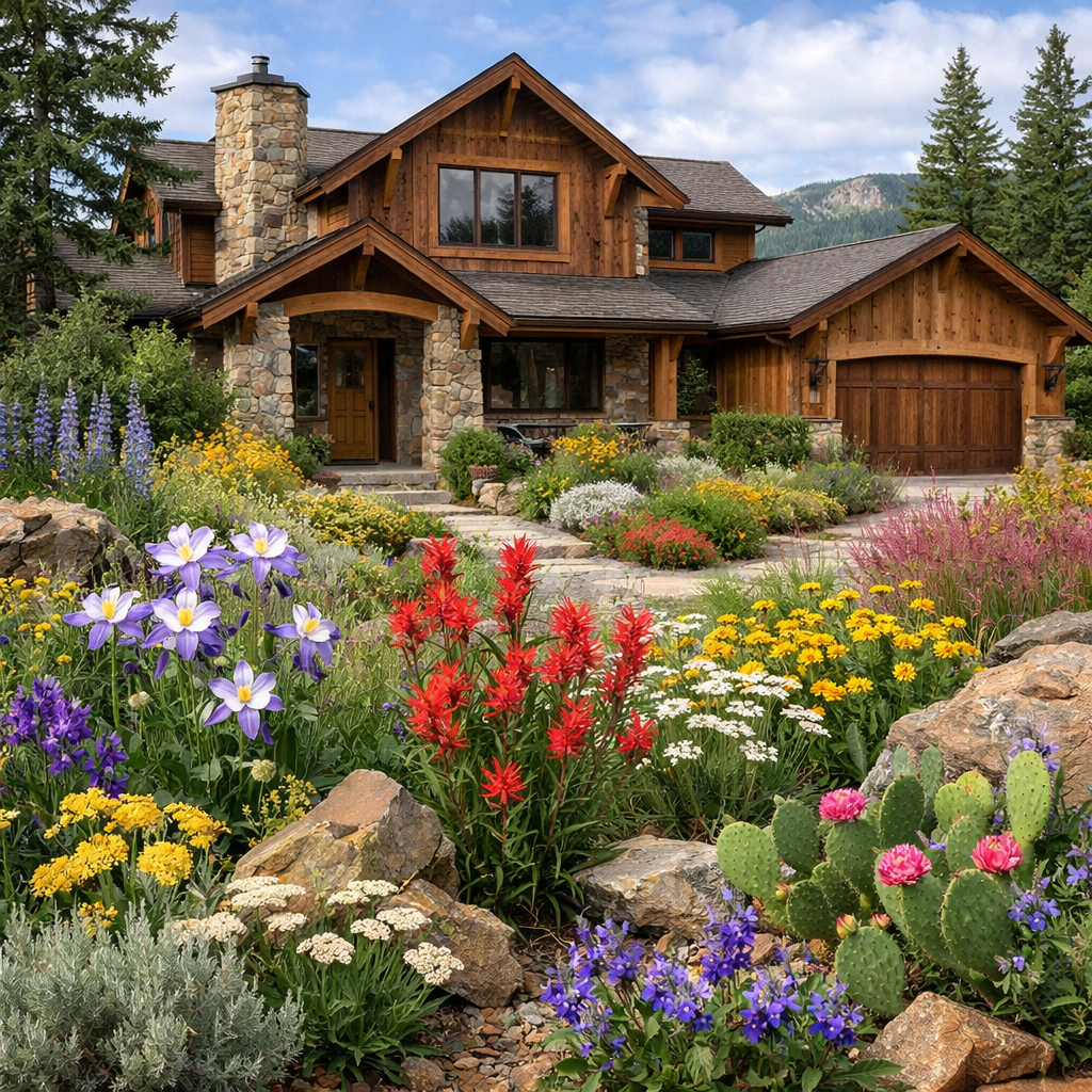 a house with Colorado native plants all around it