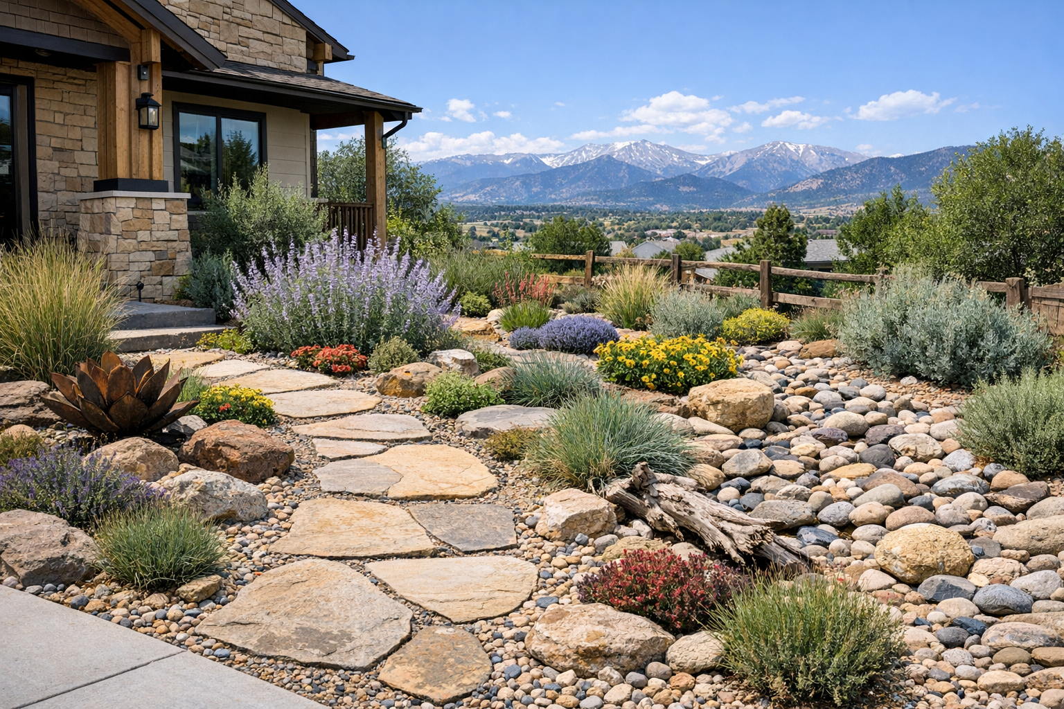 photographic xeriscape yard in colorado